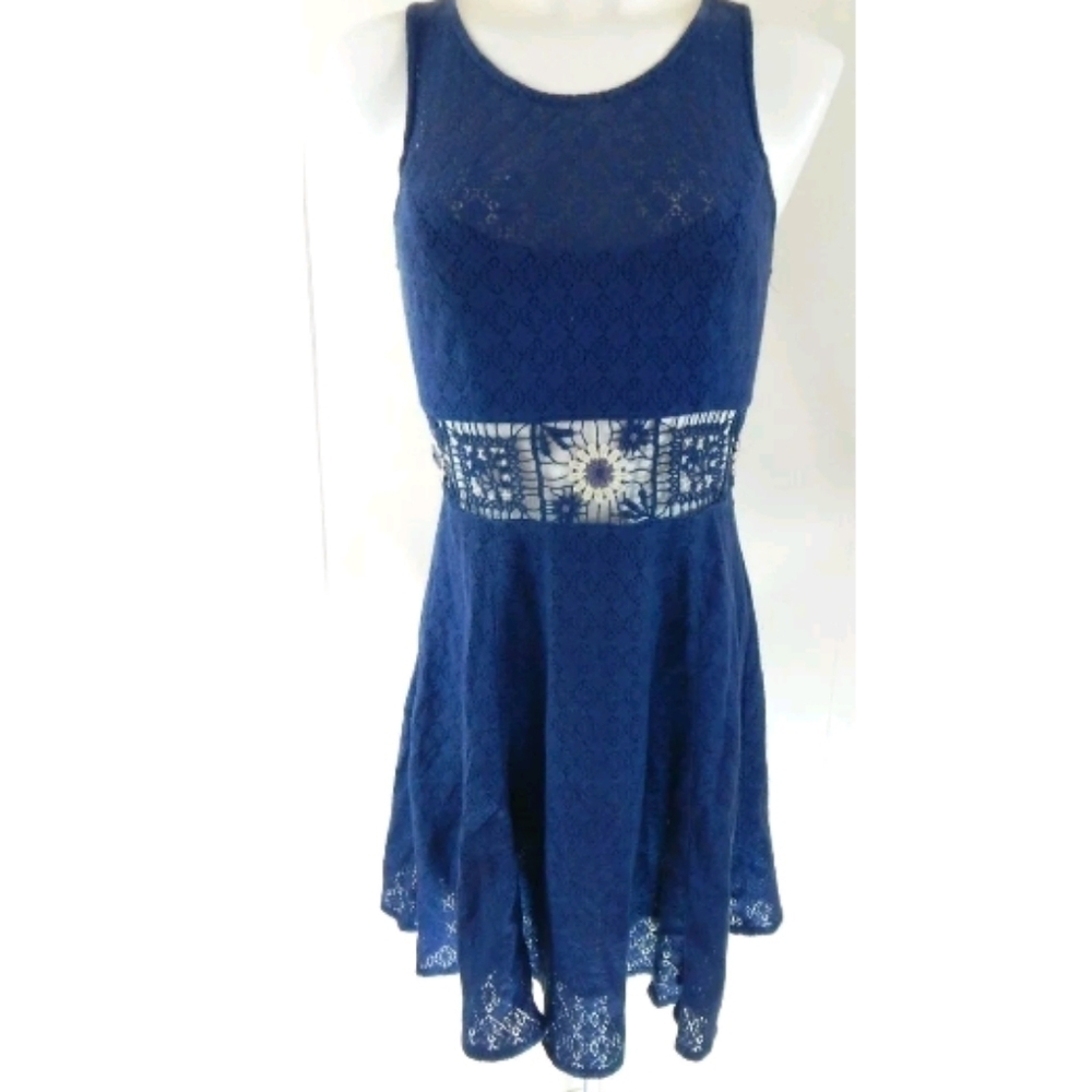 Free People Fit Flare Crochet Cutout Dress